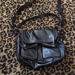 The Sak Black Leather Crossbody Shoulder Bag